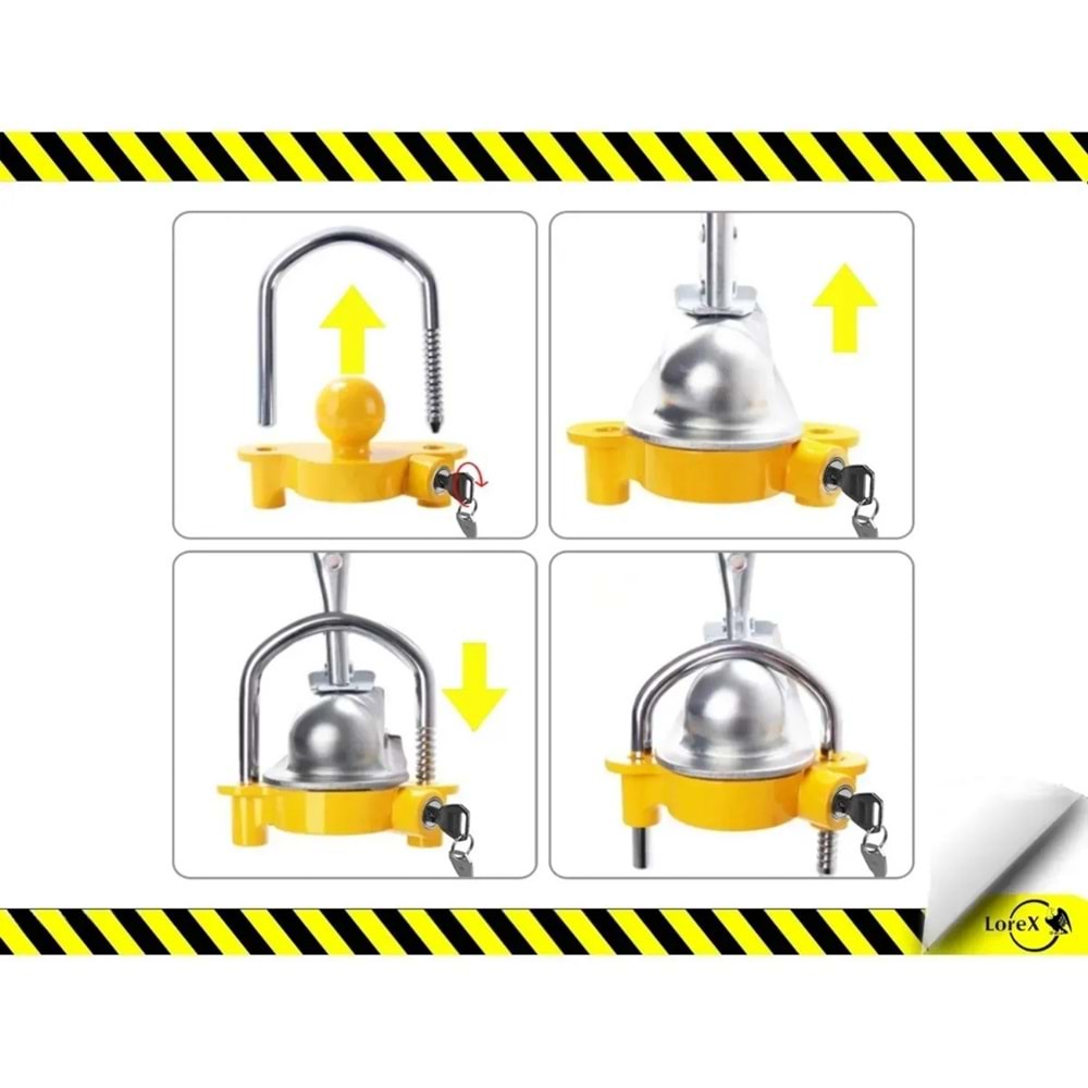 LOREX LR-CLA Römork , Karavan Kaplin Güvenlik Kilidi (Topuz Tip)