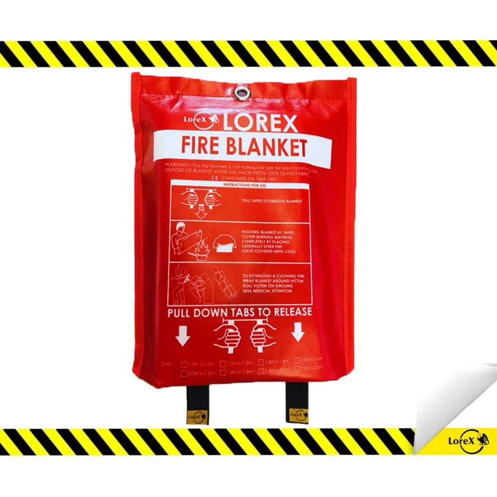 LOREX LR-FB1518CP Premium Yangın Battaniyesi, Çantalı, 150cm X 180cm.