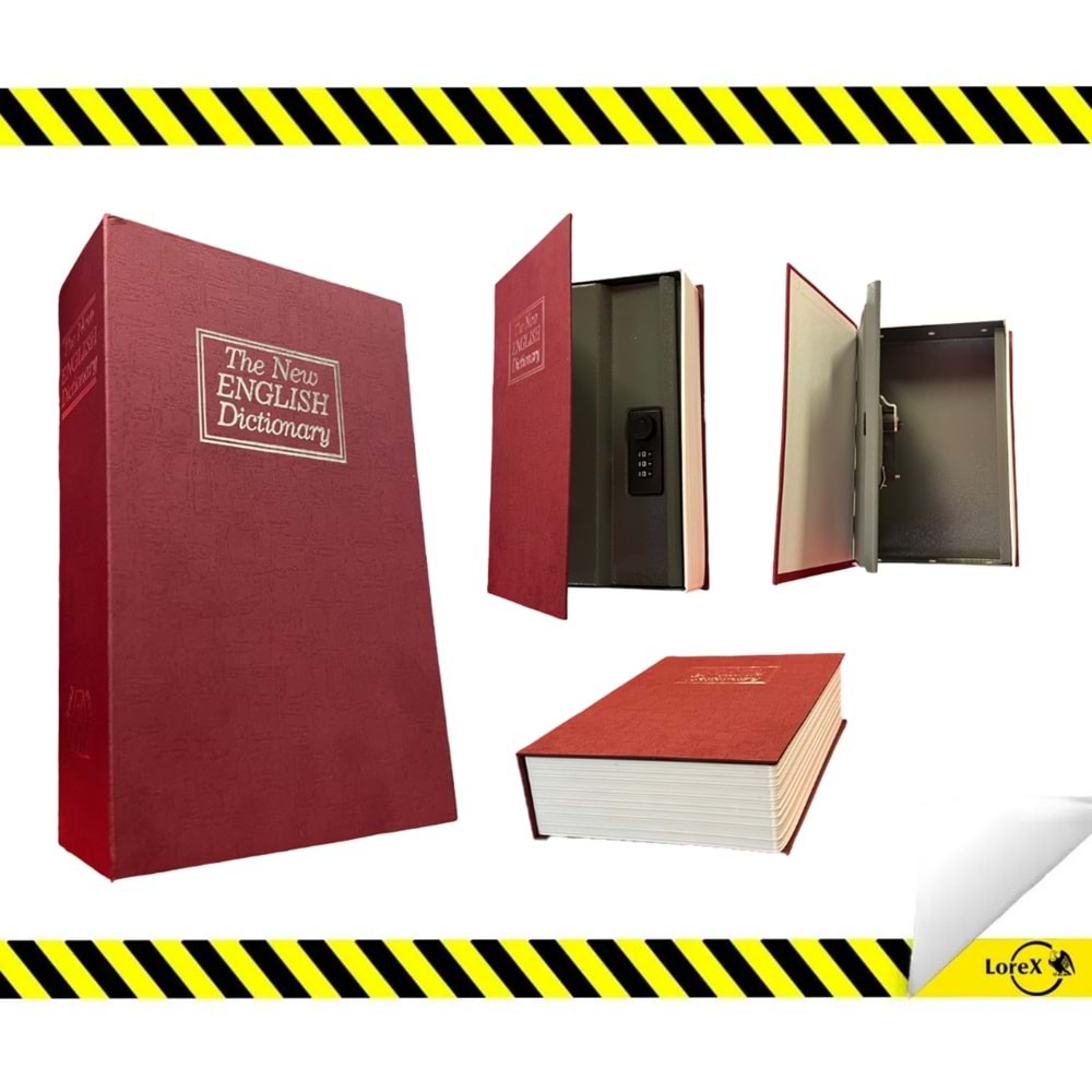 LOREX Kitap Görünümlü Şifreli Gizli Kasa Sözlük Kumbara - kırmızı